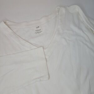 J. JILL Simply‎ Supima V-Neck Tunic Top Cream Beige Medium Minimalist Neutral